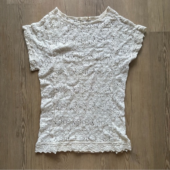 JOIE a la plage Balton Lace Tunic in Off White size XS swim cover up crochet - Picture 3 of 9